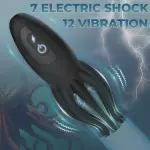 Male Masturbator Penis Vibrator with 12 Vibration Modes and 7 Electric Shock Modes, Penis Trainer with 8 Tentacle Beads, 360° Training Wrap Adult Male Female Toy
