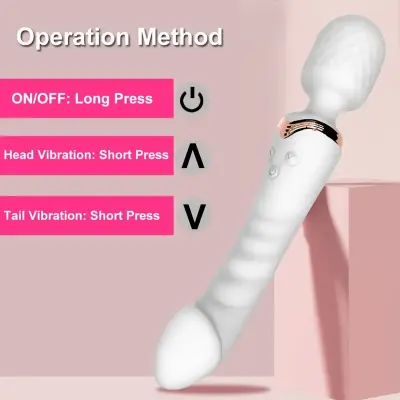 Sandfox Dual Motor Magic Wand Vibrator, 10 Modes G-Spot Massager, Rechargeable Lithium Battery, Clitoris Stimulator Dildo for Women, Anal Plug Toys for Adult