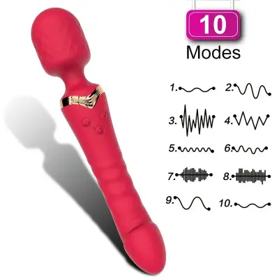 Sandfox Dual Motor Magic Wand Vibrator, 10 Modes G-Spot Massager, Rechargeable Lithium Battery, Clitoris Stimulator Dildo for Women, Anal Plug Toys for Adult