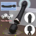 Sandfox Dual Motor Magic Wand Vibrator, 10 Modes G-Spot Massager, Rechargeable Lithium Battery, Clitoris Stimulator Dildo for Women, Anal Plug Toys for Adult