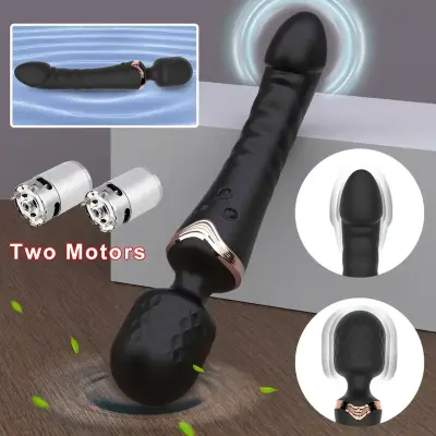 Sandfox Dual Motor Magic Wand Vibrator, 10 Modes G-Spot Massager, Rechargeable Lithium Battery, Clitoris Stimulator Dildo for Women, Anal Plug Toys for Adult