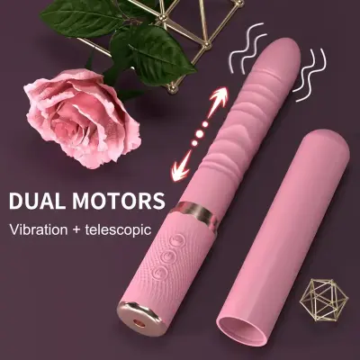 Pink Dual Motor Realistic Thrusting Dildo Vibrator With Heating, Sex Toys Vibrator Clitoral Stimulator For Anal Stimulation, 10 Mode Adult Telescopic Vibration Sex Toys For Women Couples