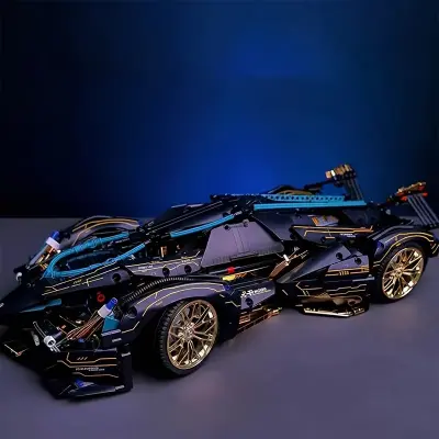 Car Building Blocks Toy, Cool Black And Golden Sports Car Assembly Set, Creative Car Insert, ABS Material, Perfect for Family/Friends/Birthdays And Holidays Gift