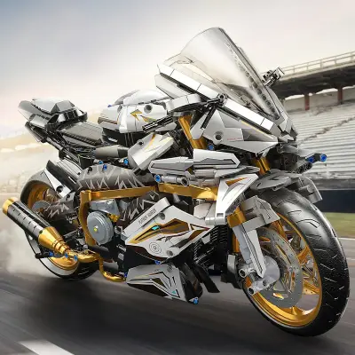 2000+pcs Platinum Motorcycle Building Blocks Model - Easy Assembly, Durable ABS Plastic, Mixed Colors, Perfect Gift for Birthdays, Christmas, Halloween, Thanksgiving