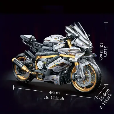 2000+pcs Platinum Motorcycle Building Blocks Model - Easy Assembly, Durable ABS Plastic, Mixed Colors, Perfect Gift for Birthdays, Christmas, Halloween, Thanksgiving