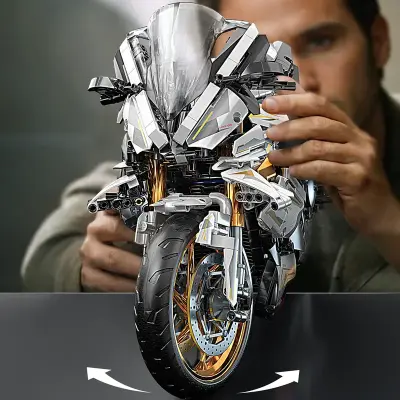 2000+pcs Platinum Motorcycle Building Blocks Model - Easy Assembly, Durable ABS Plastic, Mixed Colors, Perfect Gift for Birthdays, Christmas, Halloween, Thanksgiving