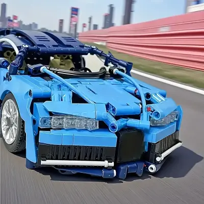 2025 Trendy Supercar Building Block Set, High-Saturation Blue Sleek Design, Suitable for Ages 14+, Easy DIY Assembly Toy, Perfect Birthday and Holiday Gift