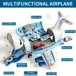 Interactive Blue Transport Spray Airplane Toy with 10 Vehicles | Large Role-Play Construction Vehicle Carrier for Kids Ages 3-7, Develops Motor Skills & Creativity