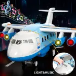 Interactive Blue Transport Spray Airplane Toy with 10 Vehicles | Large Role-Play Construction Vehicle Carrier for Kids Ages 3-7, Develops Motor Skills & Creativity