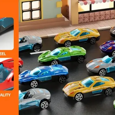 Ejection Race Track Toy Trucks, Catapulting Racing Track with 12 Cars, Kid's Cool Folding Truck Toy, Cars Storage And Transporter Toy Truck for 4 5 6 7 8 9 Years Old Boys And Girls