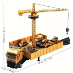 Jumbo Alloy Container Truck Set with Multi-Function Crane - Yellow, Manual Operation, Durable Plastic Construction Toy for Boys, Ideal Christmas Gift
