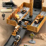 Jumbo Alloy Container Truck Set with Multi-Function Crane - Yellow, Manual Operation, Durable Plastic Construction Toy for Boys, Ideal Christmas Gift