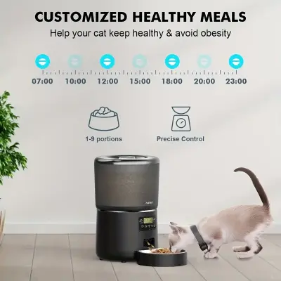 [Timed Pet Feeder, TUYA APP] 4L Automatic Timed Pet Feeder - Programmable Cat Dry Food Dispenser with TUYA APP SET