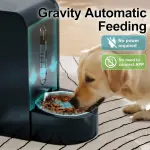 Automatic Gravity Cat Food Feeder And Water Dispenser Stainless Steel Two-in-One Set Large Capacity Dispenser for Pets Dogs, Puppies, Kittens