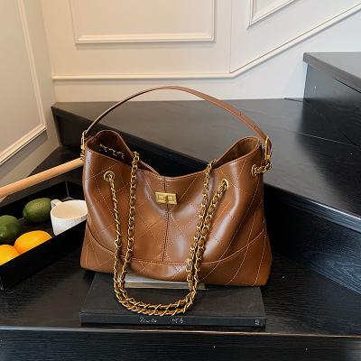 New Chanel style color matching underarm bag diamond chain bag large capacity shoulder tote bag