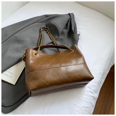 New Chanel style color matching underarm bag diamond chain bag large capacity shoulder tote bag