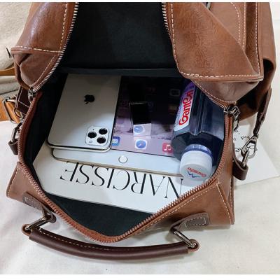 Retro backpack women's 2025 new Korean version popular soft leather versatile college student school bag travel backpack